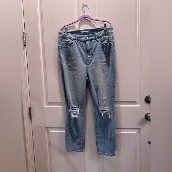 Good American Denim - GOOD AMERICAN Light Blue Ripped Skinny Jeans